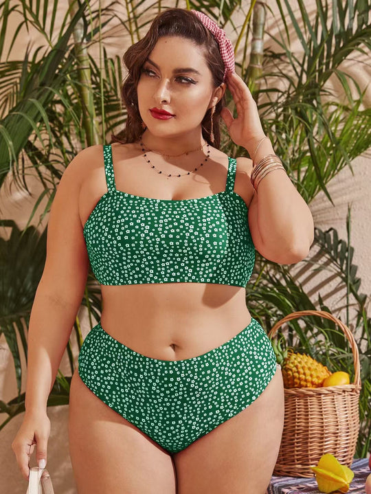 Damen Hochgeschnittener Bikini mit verspieltem Punktedesign R&B