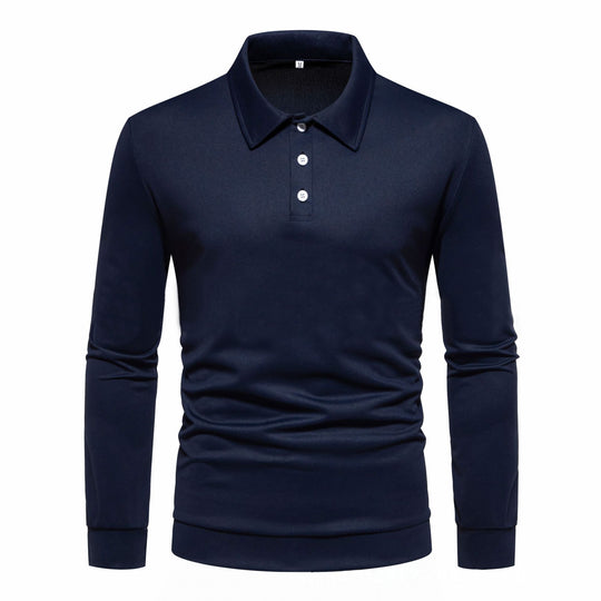 Herren Langarm Polohemd aus atmungsaktivem Stoff mit modernen Knopfdetails R&B
