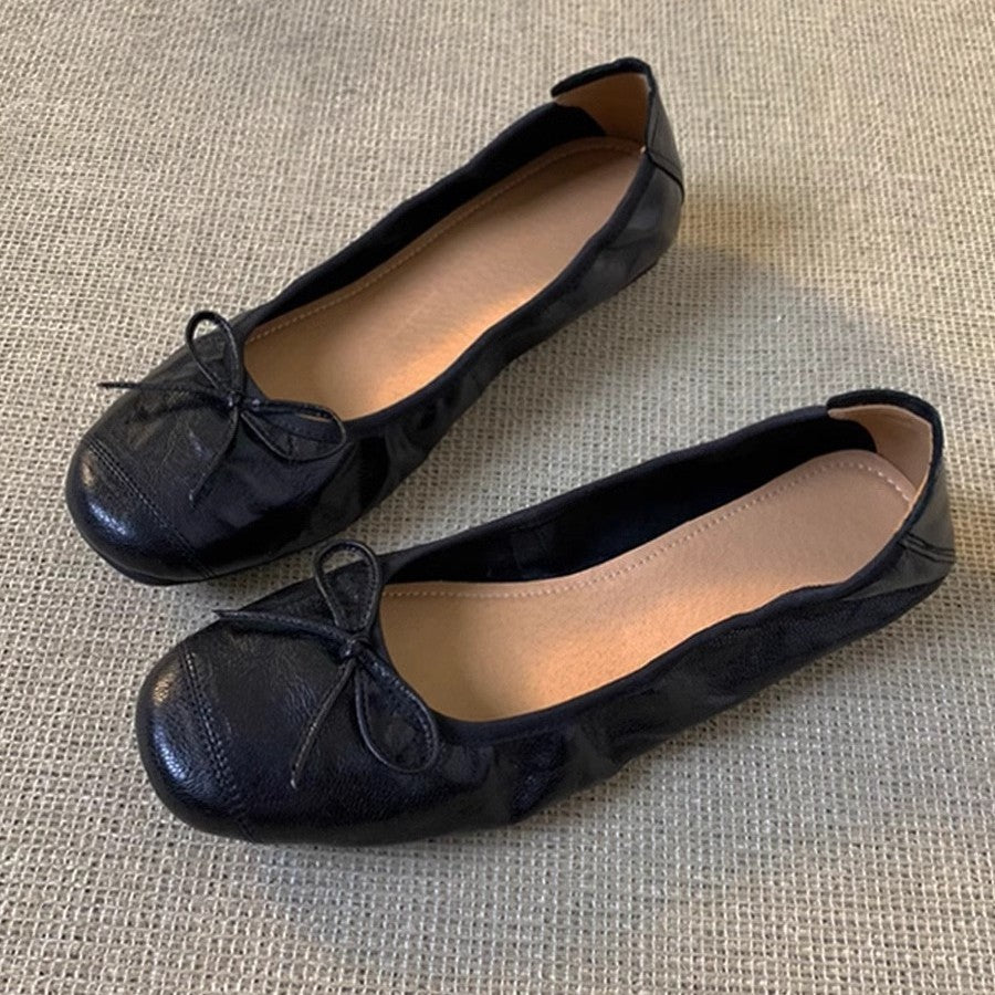 Damen Ballerinas mit verspieltem Schleifendetail und weichem Leder