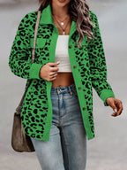 Damen gestreifter Hemdenjacke mit Leopardenmuster R&B