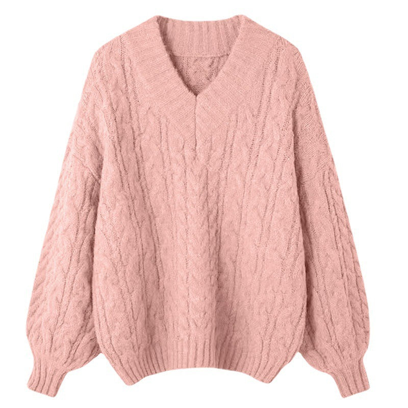 Damen Kuscheliger Grobstrick-Cardigan mit V-Ausschnitt und weiten Ärmeln R&B