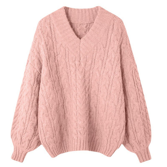 Damen Kuscheliger Grobstrick-Cardigan mit V-Ausschnitt und weiten Ärmeln R&B