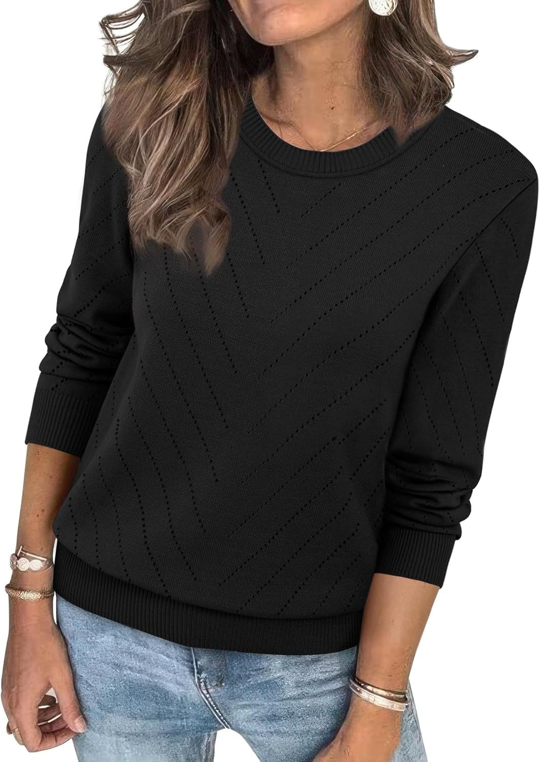 Damen eleganter gestreifter Pullover R&B