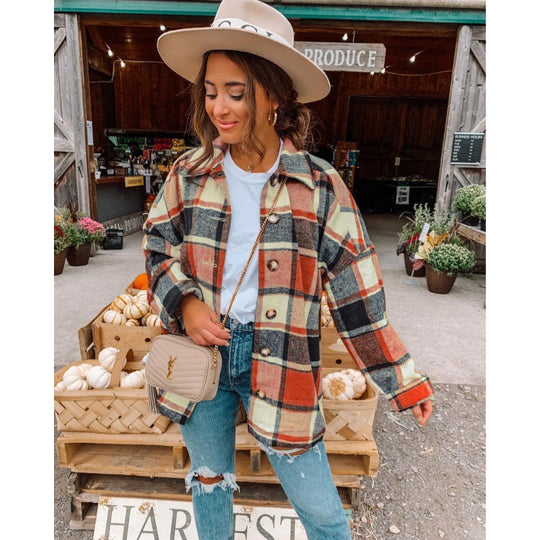 Damen Karierte Flanelljacke R&B