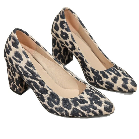Damen Plateau-Pumps mit animalischem Muster und elegantem Blockabsatz R&B