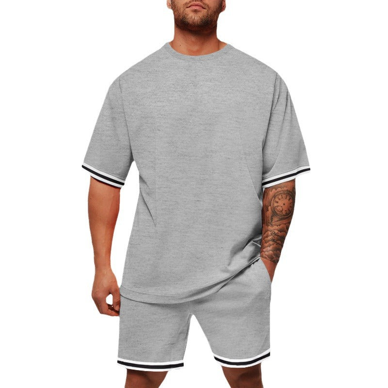 Herren Sportliches Kurzarm-Set mit Kontrastdetails R&B