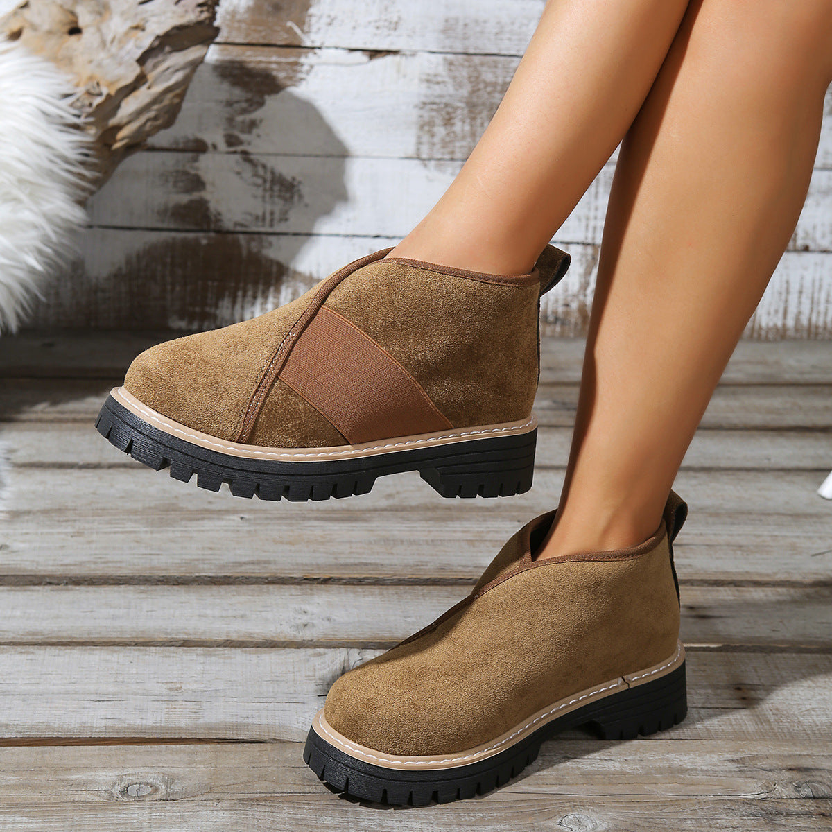 Damen modische Chelsea-Stiefel mit rutschfester Sohle und elastischem Einsatz R&B