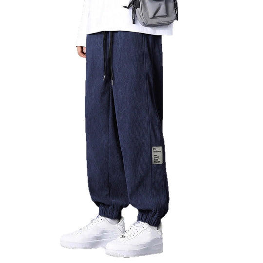 Herren nan Relax-Freizeithose aus feiner Breitkordstruktur mit Tunnelzug und elastischen Knöchelabschlüssen R&B