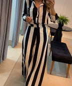Damen Lässiger Jumpsuit mit breiten Streifen und tailliertem Schnitt R&B