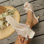 Damen Slip-On Sandalen mit elegantem Riemen und modischem Schleifen-Detail