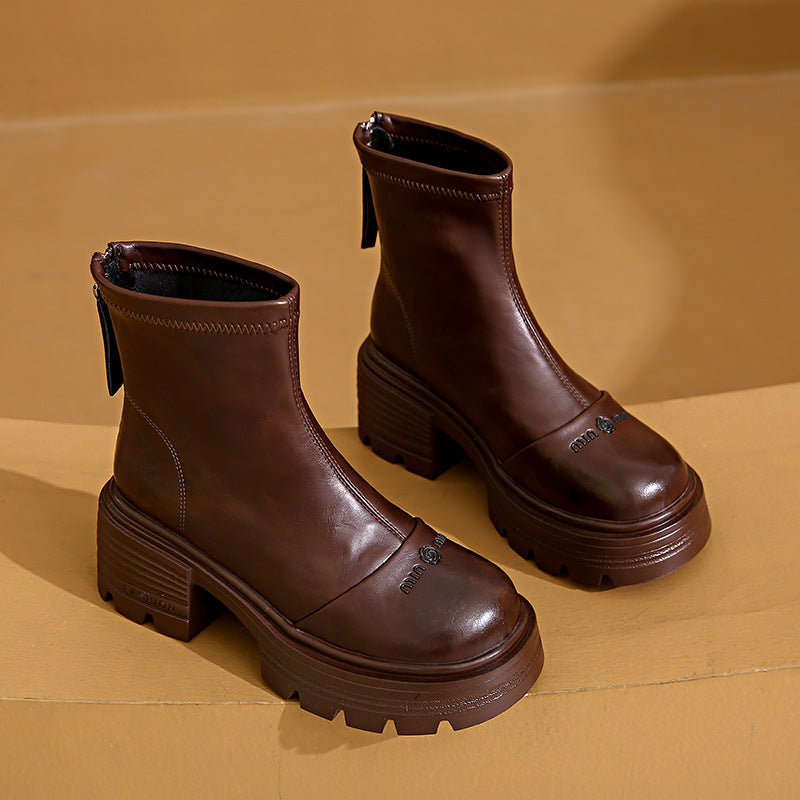 Damen modische Ankle Boots mit robustem Profil und praktischer Zipperöffnung R&B