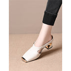 Damen elegante Sling-Pumps mit modischem Blockabsatz und glänzenden Akzenten R&B