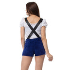 Damen nan verspieltes Latzshorts-Set mit Carmenbluse, verstellbaren Trägern und Blumenapplikation R&B