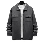 Herren nan Overshirt-Jacke mit Brustklappen, lockerer Passform und durchgehender Knopfleiste R&B