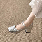 Damen Elegante Pumps mit zarter Schleifenverzierung und glitzernder Oberfläche R&B