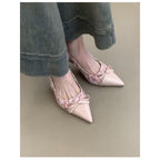 Damen elegante Slingback-Pumps mit feiner Blumenverzierung R&B