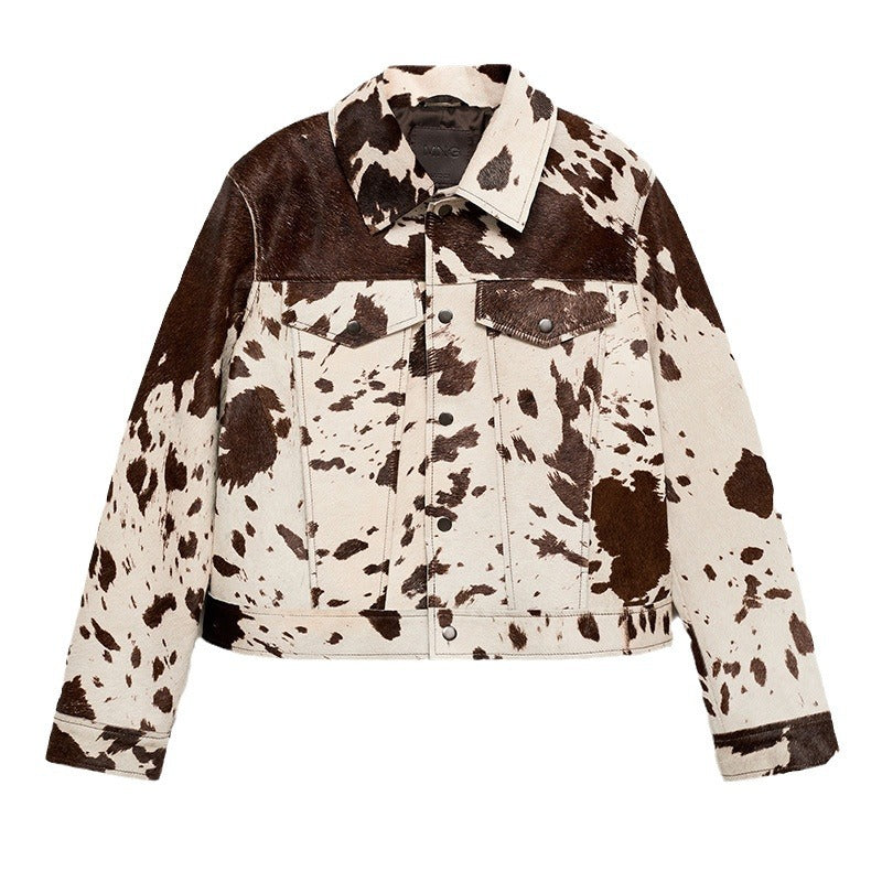Damen Steppjacke im Cowprint Design mit klassischem Schnitt R&B