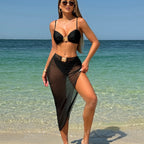 Damen Bikini mit einzigartiger Schnalle und transparentem Rock R&B