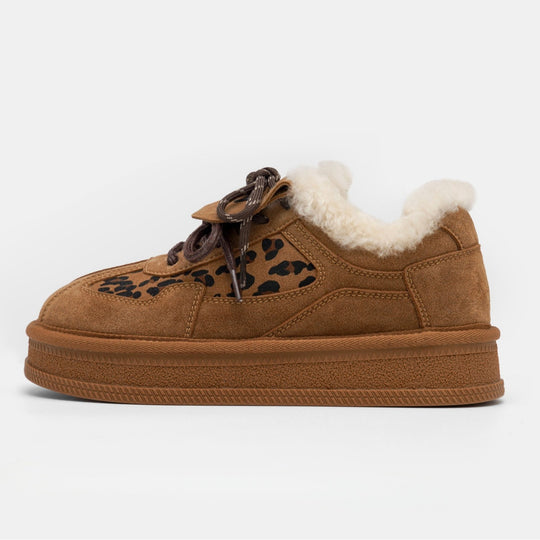 Damen modische Sneakers mit kuscheligem Innenfutter und tierischem Muster R&B