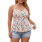 Damen, luftiges Blumenshirt mit Spaghettiträgern R&B
