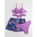 Damen Triangel-Bikini-Set mit hochwertigem Wickel-Oberteil und passendem Rock R&B