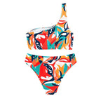 Damen Einseitiger Bikini mit farbenfrohem Muster