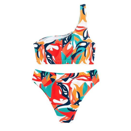 Damen Einseitiger Bikini mit farbenfrohem Muster R&B