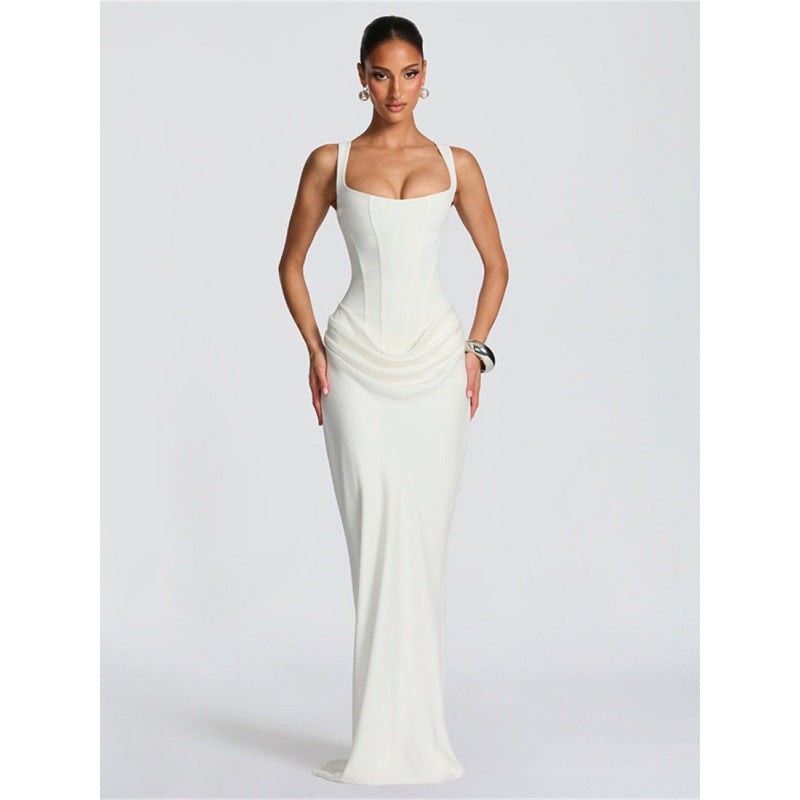 Damen Elegantes Maxikleid mit raffiniertem Drapierungsdesign R&B