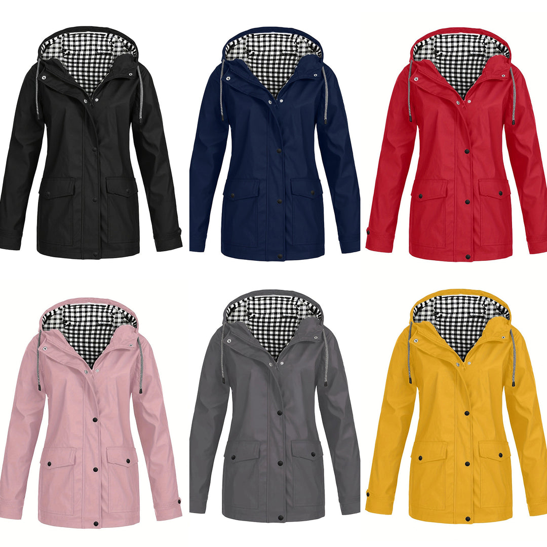 Damen modische Regenjacke mit kontrastierendem Innenfutter und praktischen Taschen R&B