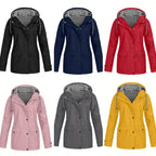 Damen modische Regenjacke mit kontrastierendem Innenfutter und praktischen Taschen R&B