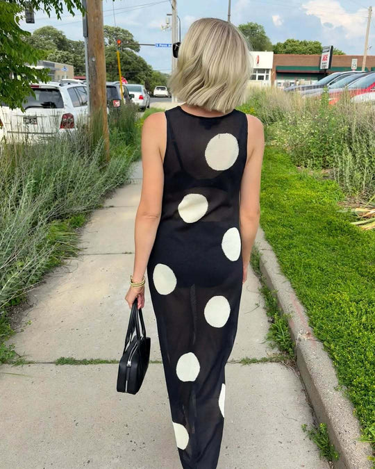 Damen luftiges Maxikleid mit Punkte-Design R&B