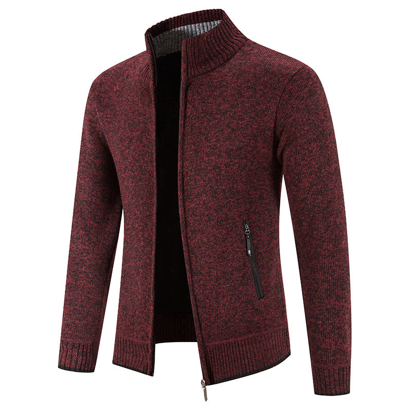 Herren Strickjacke mit hohem Kragen und praktischen Reißverschlusstaschen R&B