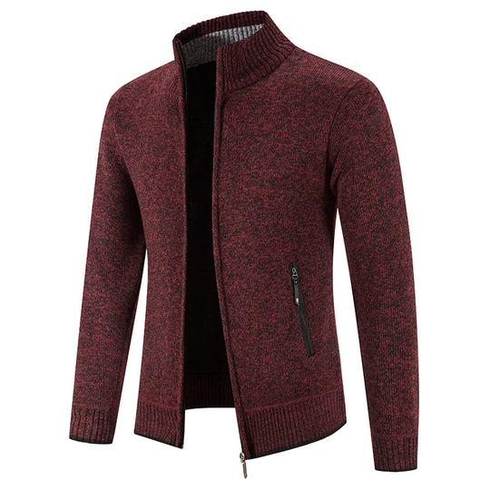 Herren Strickjacke mit hohem Kragen und praktischen Reißverschlusstaschen R&B