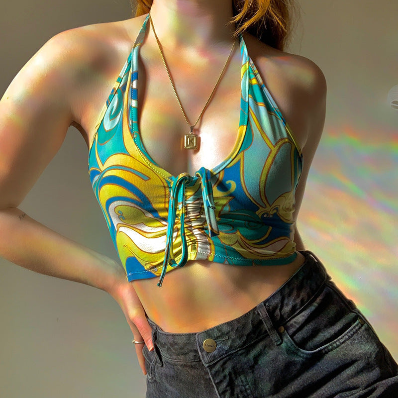 Damen trägerloses Crop-Top mit dekorativem Knoten R&B