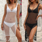 Damen sexy Netzkleid mit Fransen R&B