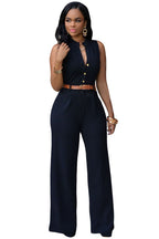 Damen Eleganter Jumpsuit mit Gürtel und Knopfdetail R&B