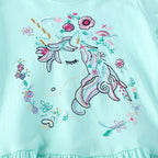 Mädchen Kurzarm Freizeitkleid mit bezauberndem Einhorn-Design R&B