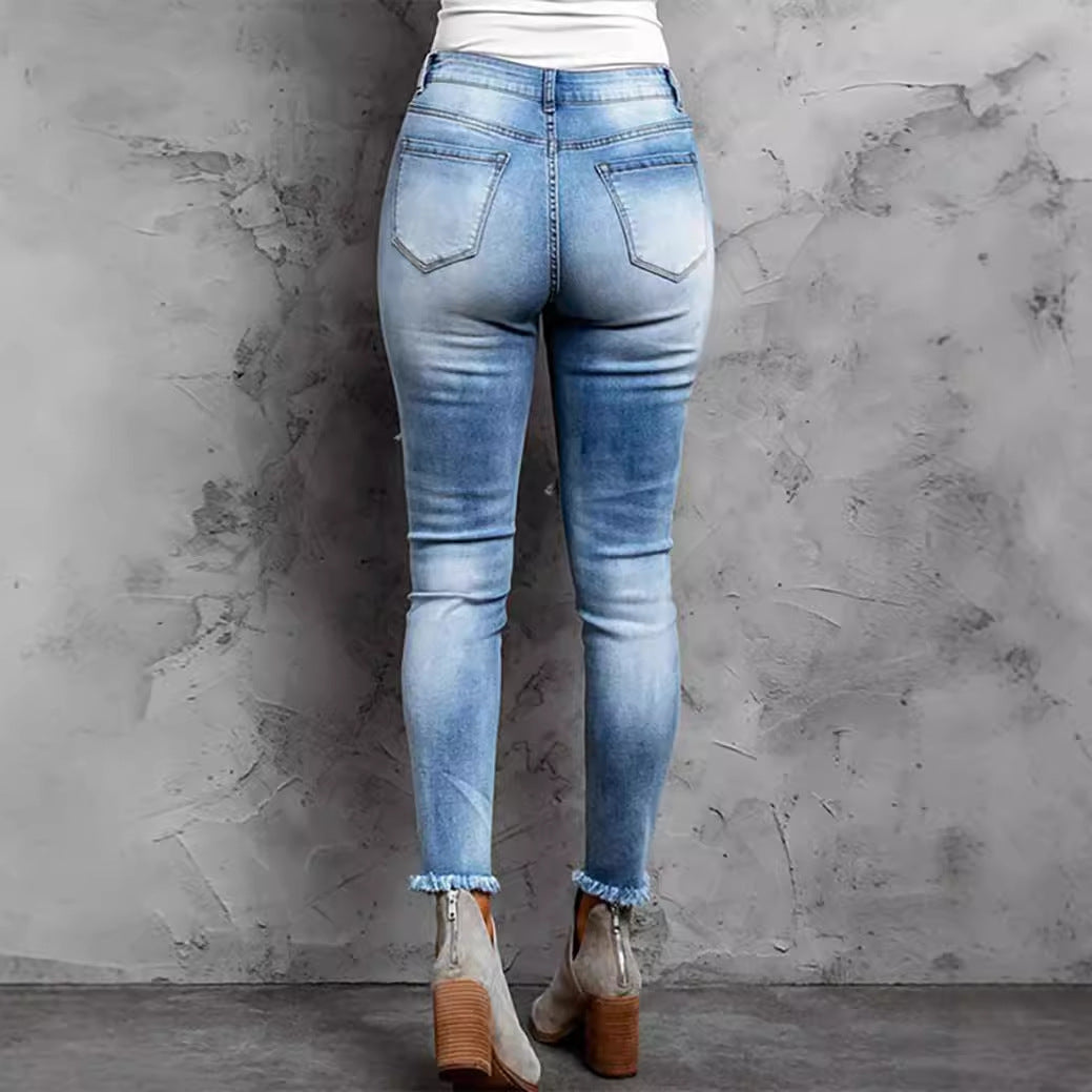 Damen Jeans im modernen Destroyed-Design mit aufregenden Tiermustern R&B