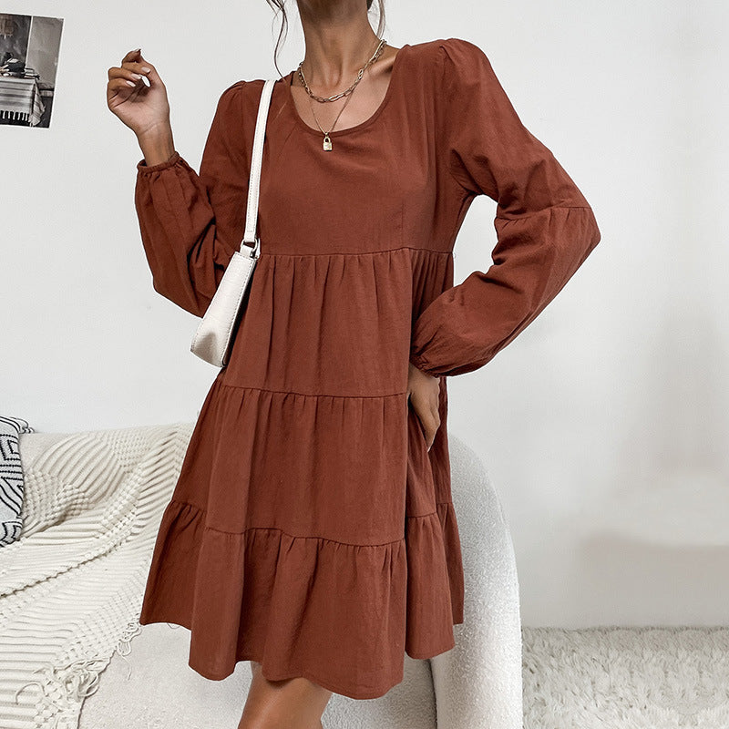 Damen luftiges Midikleid mit voluminösen Rüschendetails R&B