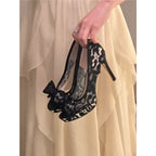 Damen elegante Spitzenschuhe mit Schleifenakzenten R&B