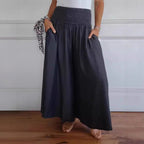 Damen luftige Weite Hose mit elastischem Bund und Taschen R&B