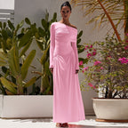 Damen Elegantes Maxikleid mit asymmetrischem Design und Raffungen