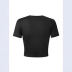 Damen Figurbetontes Crop-T-Shirt mit statement Schriftzug R&B