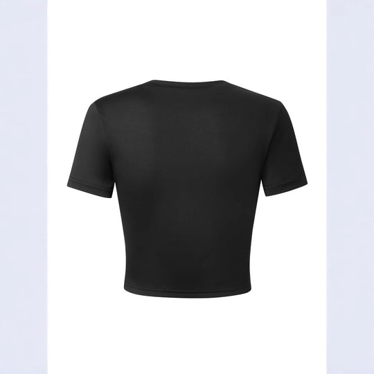 Damen Figurbetontes Crop-T-Shirt mit statement Schriftzug R&B
