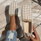 Damen Komfortable Slip-On Mokassins mit trendigem Hahnentrittmuster R&B