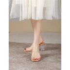 Damen transparente Mules mit elegantem Blockabsatz R&B