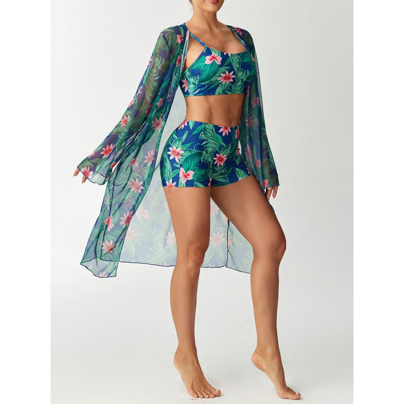 Damen Strandüberwurf mit floralem Design und hohem Schnitt R&B
