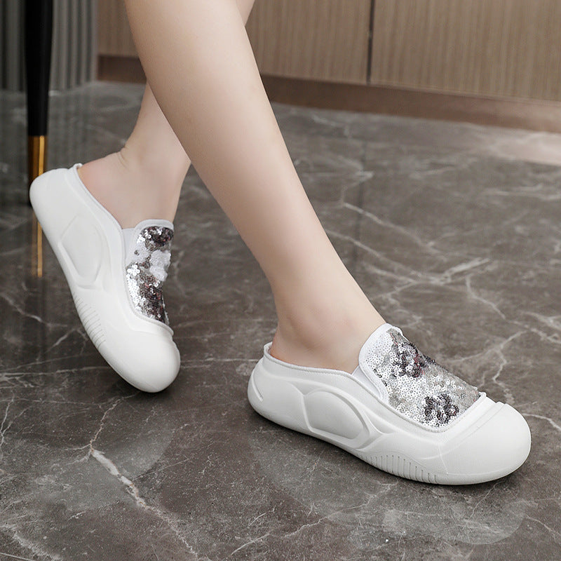 Damen modische Clogs mit schimmerndem Paillettenbesatz R&B