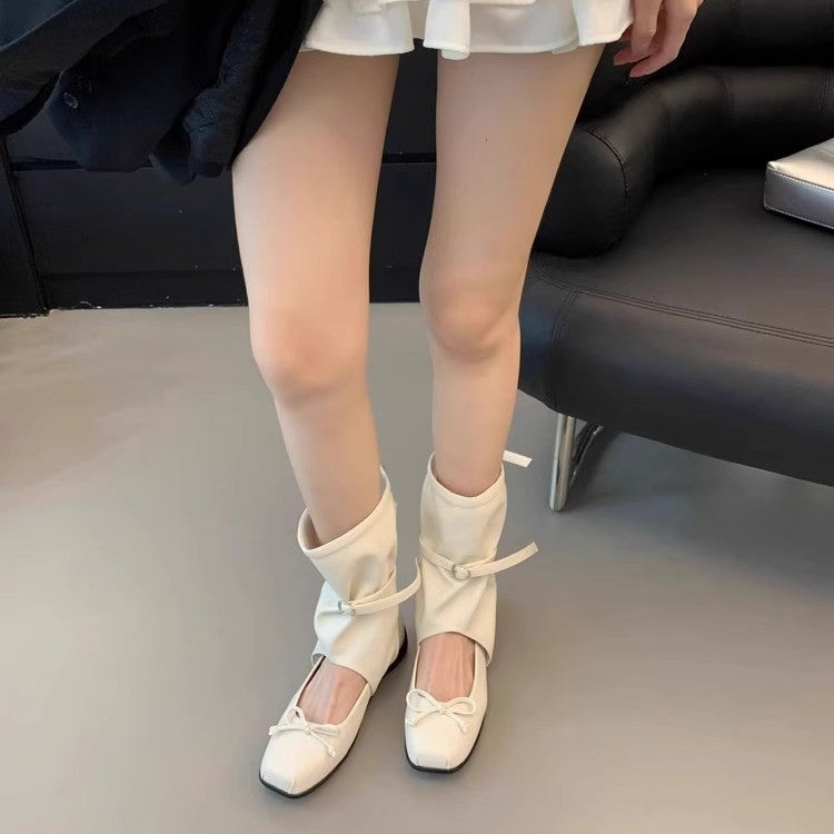 Damen modische kniehohe Stiefel mit flexiblem Schnürdesign und zeitgemäßen Akzenten R&B