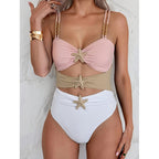 Damen chic eleganter Badeanzug mit Sternenapplikationen R&B
